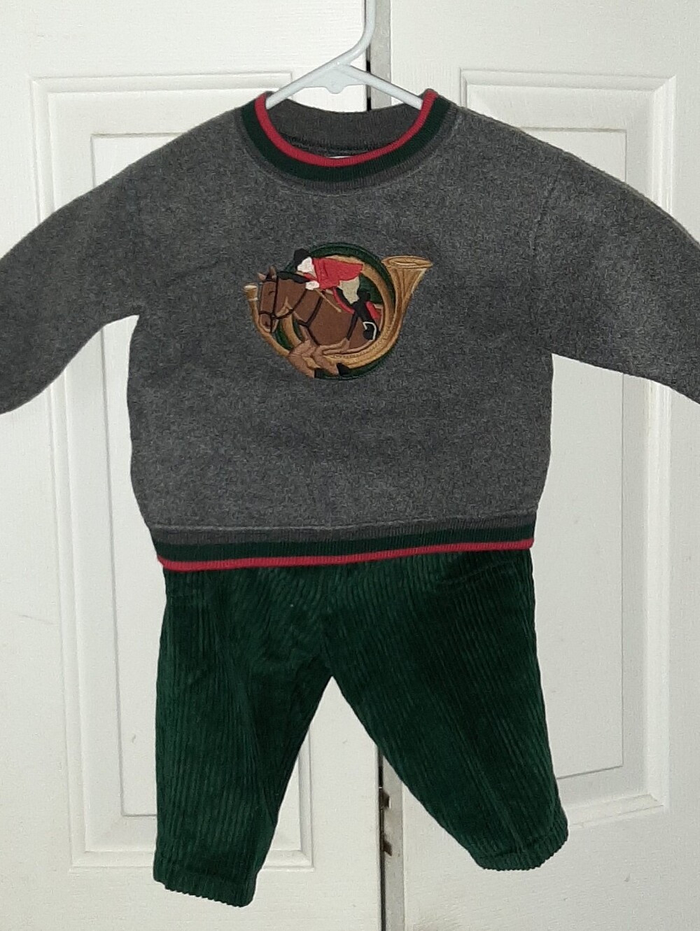 Heartstrings Baby Boys (12months) Fleece Top & Corderoy Pull-On Pants Set